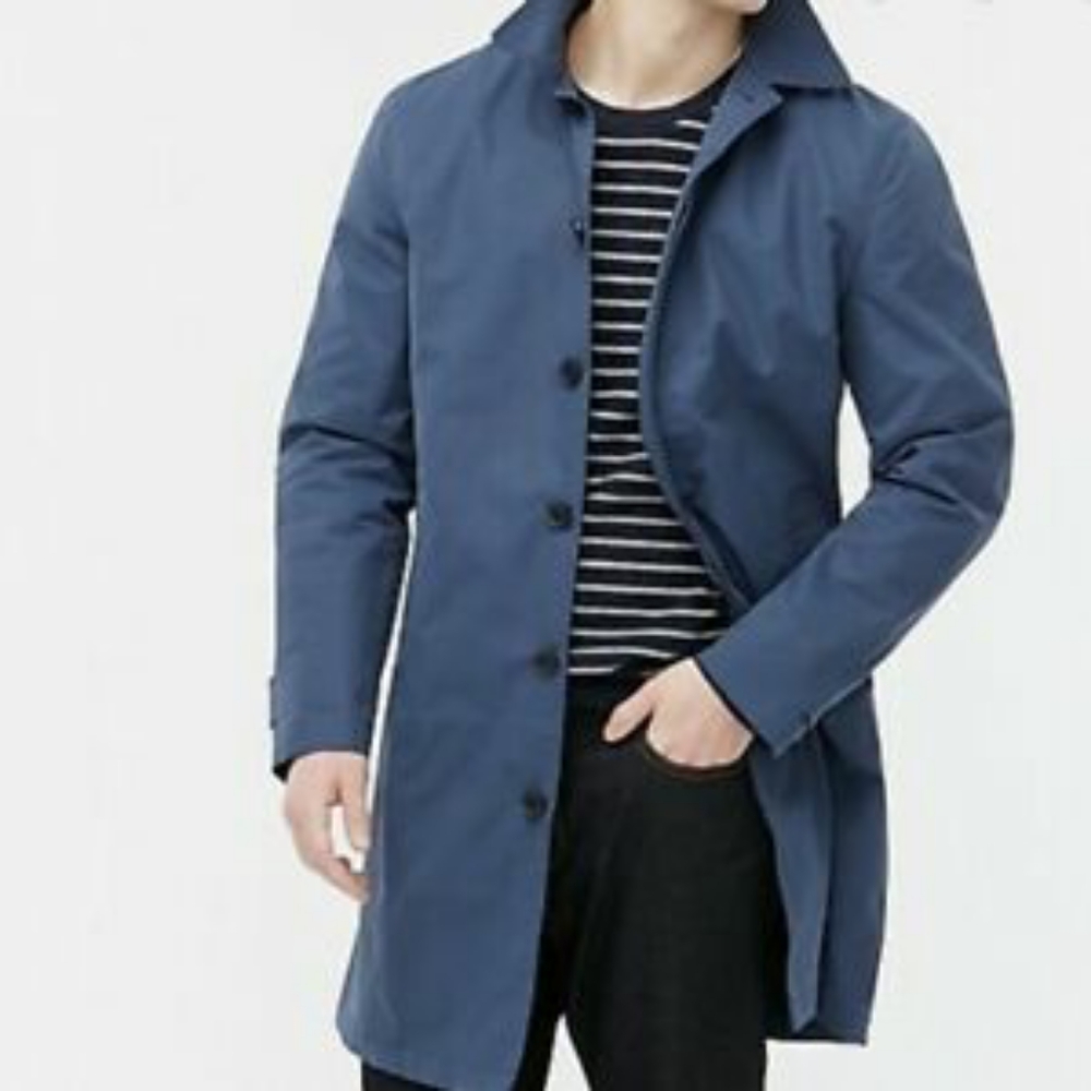J.crew ludlow blue mac trench coat